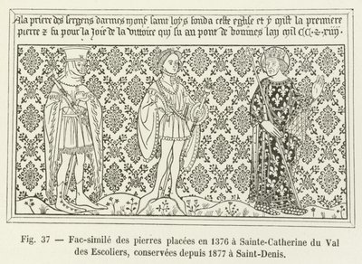 Pedras fac-símiles colocadas em 1376 em Sainte-Catherine Val des Escoliers, preservadas desde 1877 em Saint-Denis de French School