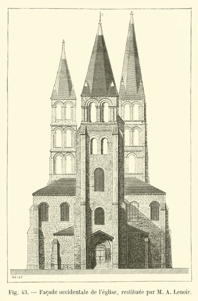 Fachada ocidental da igreja, restaurada por MA Lenoir de French School