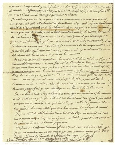 Fac-símile da vontade de Luís XVI da França de French School