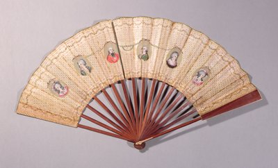 Fã representando personagens envolvidos no Affaire du Collier, 1786 (wc no papel) de French School