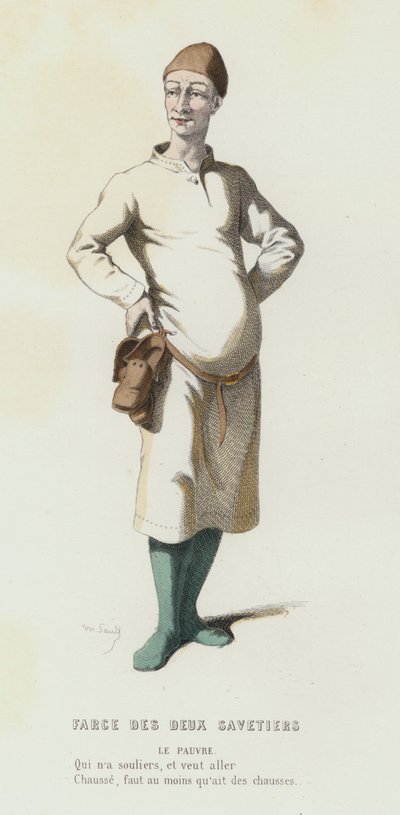 Farce Des Deux Savetiers (gravação a cores) de French School