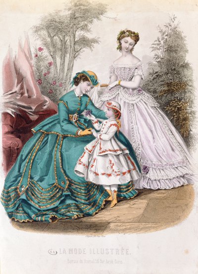 Placa de moda de La Mode Illustree, 1865 de French School