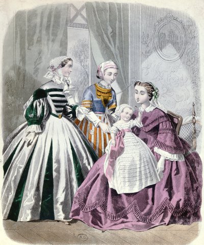Chapa de moda do Le Monde Elegant 1859 (gravura a cores) de French School