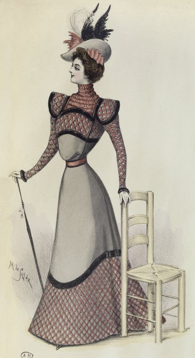 Placa de moda, ilustração da nova moda, 1897 de French School