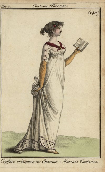 Mulher da moda lendo um livro de French School