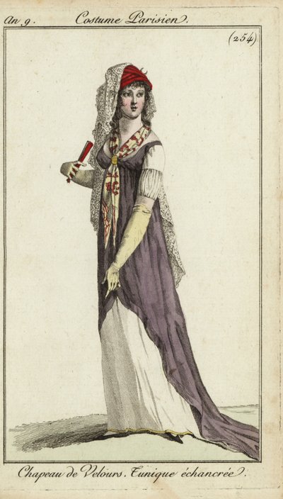 Mulher da moda com um ventilador de French School
