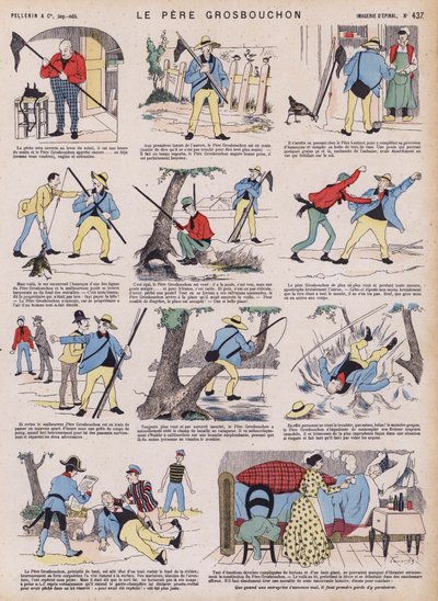 A viagem de pesca mal sucedida do Padre Grosbouchon (cor litho) de French School