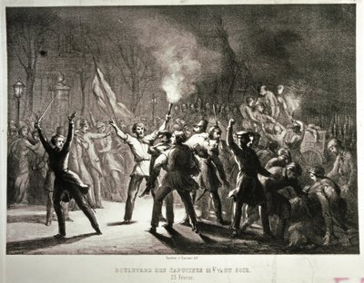 Revolução de fevereiro de 1848 (litografia) de French School