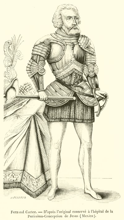Fernand Cortez (gravura) de French School