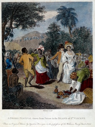 Fete negre na ilha de São Vicente (América Central, Antilhas). Gravura do século XIX. Chartres, Museu de Belas Artes de French School
