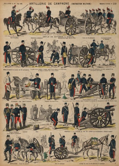 Artilharia de campo do Exército francês (gravura colorida) de French School