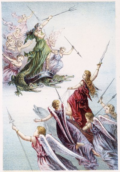 Luta entre maus e bons espíritos do mar - em "Journey to the bottom of the sea" de H. de la Blanchère. Paris, Ed. Jouvet et Cie, sd. 1880. de French School
