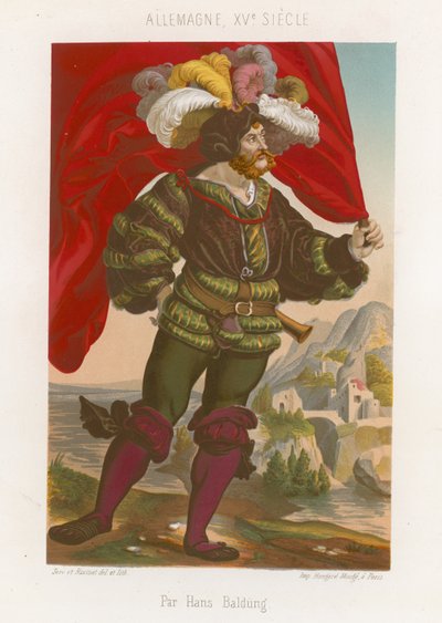 Figura de um homem de pé com uma bandeira de French School