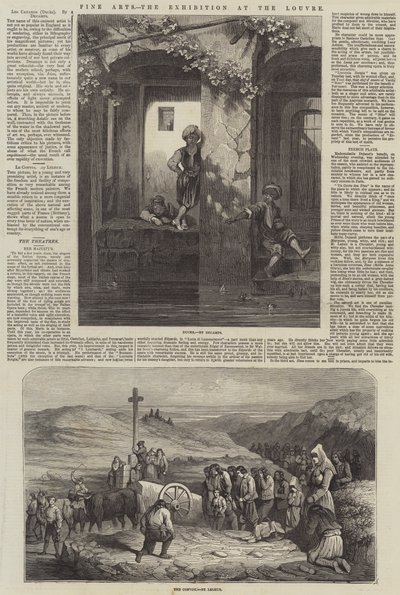 Belas Artes, a Exposição no Louvre (gravura) de French School