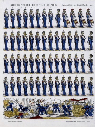 Bombeiros da cidade de Paris - Imagem de Epinal, cerca de 1852 de French School