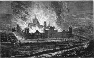 Incêndio do Palácio do Escorial em 2 de outubro de French School