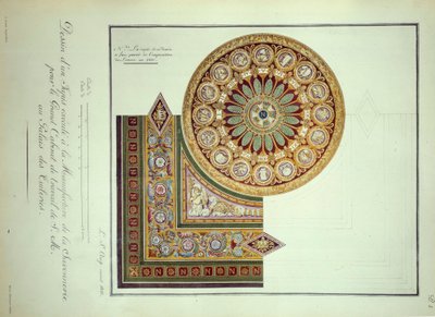 Primeiro Império: desenho de um tapete executado na Manufacture de la Savonnerie para o Gabinete de Trabalho do Imperador Napoleão I (1769-1821) no Palais des Tuileries em Paris de French School