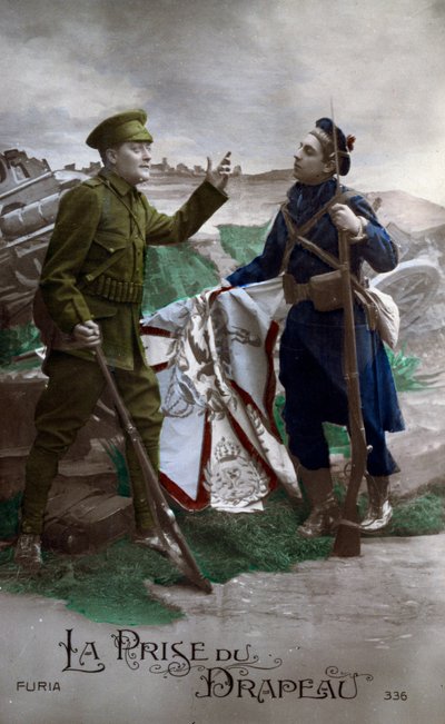 Primeira Guerra Mundial: Postal "A Bandeira" 1914 (foto) de French School