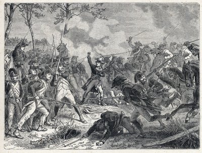 Primeira coligação: Lazarus Nicolas Marguerite Carnot (1753-1823) durante a Batalha de Wattignies que opôs as tropas francesas ao exército austríaco a 16 de Outubro de 1793. de French School
