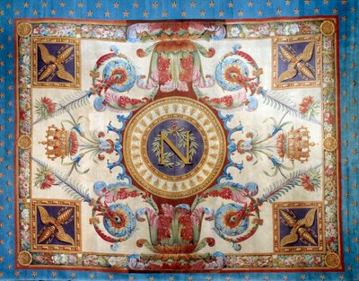 Primeiro império: tapete da sala do trono no Palais des Tuileries fabricado pela fábrica de sabão. Sol 7,80 x 6,40 m. 1809 Malmaison, musee du chateau de French School