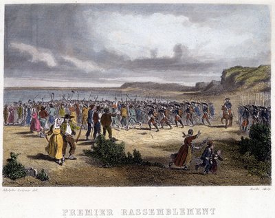 Primeira reunião dos vendeanos - gravura de French School