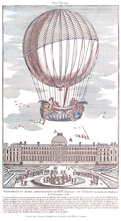Primeiro vôo de balão de hidrogênio tripulado, 1783 de French School