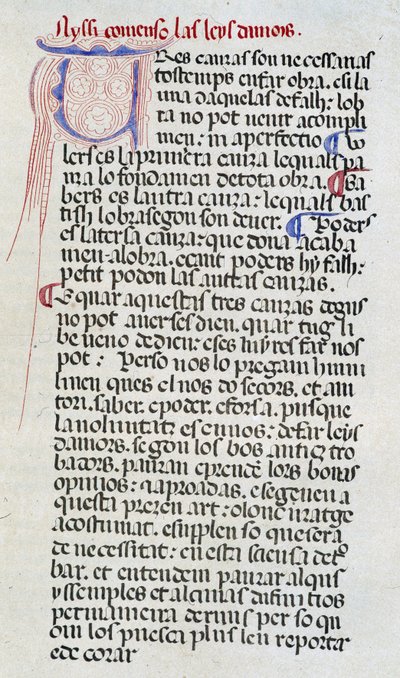Primeira página do manuscrito da Lois d