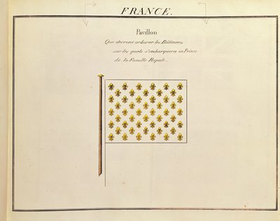 Bandeira de um príncipe da família real, de Pavillons des Puissances Maritimes (gravura a cores) de French School