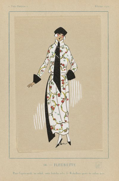 Fleurette, bar. Impressão em estêncil de 1922. de French School
