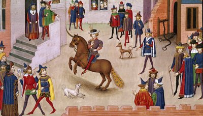 Fol.17v Como Alexandre, o Grande (356-323 aC) Montou Bucephalus, da Histoire du Grand Alexandre 1460 de French School