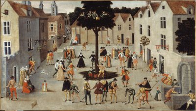 Festa popular à volta de uma árvore, ca. 1560 (óleo) de French School