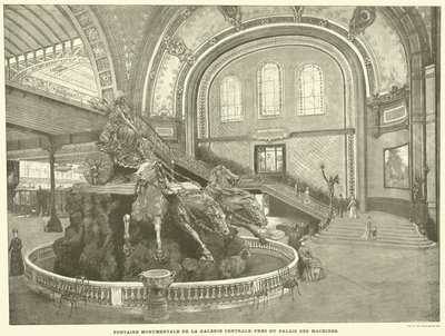Fonte Monumental da Galeria Central, perto do Palais des Machines (gravura) de French School