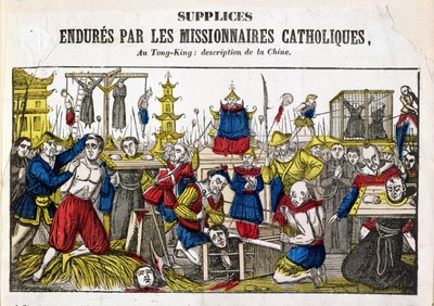 Formas de tortura suportadas pelos missionários católicos em Tonking, China, 1840 de French School
