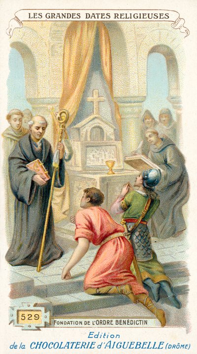 Fundação da Ordem dos Beneditinos, 529 (chromolitho) de French School