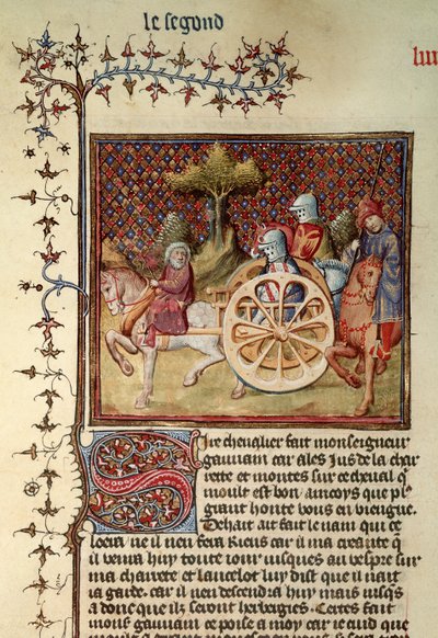 Fr.119 fol.312v Lancelot, o Cavaleiro da Carroça, 1344 de French School
