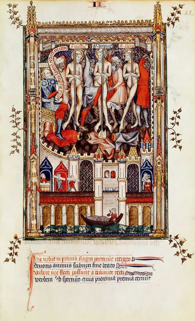 Fr 2092 f.42 Terceira flagelação de St. Denis e seus companheiros, de Vie de St. Denis, 1317 de French School