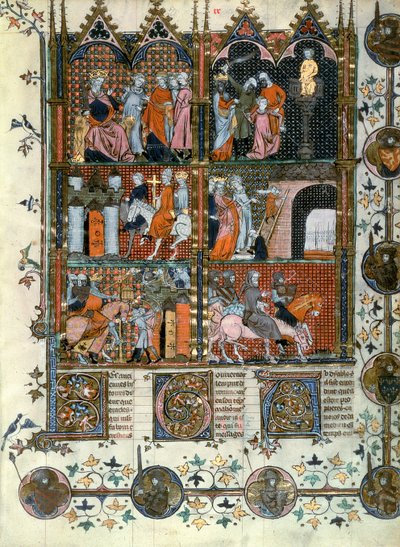 Fr 22495 f.9 As Cruzadas: A tomada de Jerusalém pelos turcos e o massacre dos cristãos, de Le Roman de Godefroi de Bouillon de French School