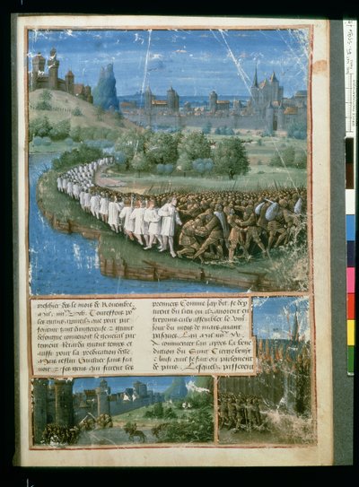 Fr. 5594 f.19 A Primeira Cruzada de Pedro, o Eremita, de Passages faits Outremer, de Sebastien Mamerot, c.1490 de French School