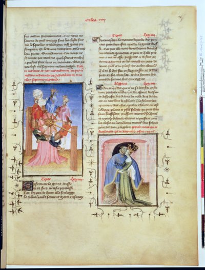 Fr 606 f.35 A Roda da Fortuna e a Traição de Delícias Mundanas, do LEpitre dOthea, pelo Epitro Mestre, adquirida por Jean de Berry c.1405 de French School