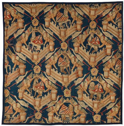 Fragmento de uma tapeçaria heráldica representando as armas de Beaufort, Turenne e Comminges, fabricada em Paris ou Arras (lã) de French School