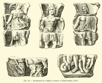Fragmentos de escultura encontrados em Saint-Landry de French School