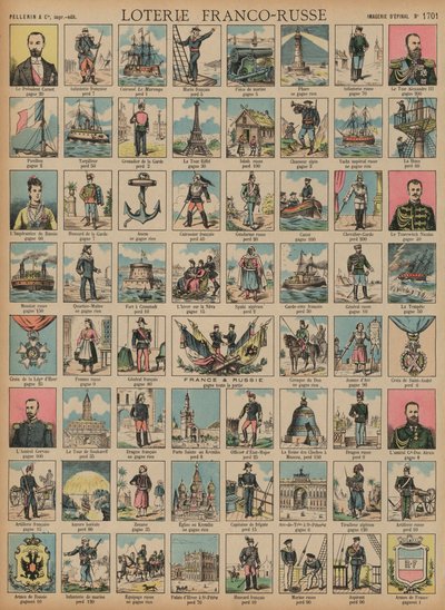 Jogo de loteria franco-russo (gravura colorida) de French School