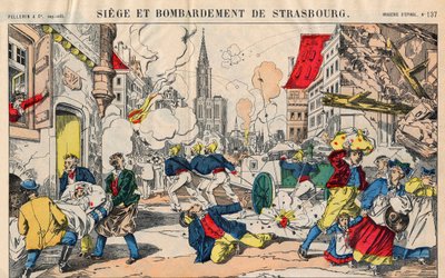 Franco Guerra Prussiana (1870-1871), a 23 de Agosto de 1871, Estrasburgo foi bombardeada e deveria render-se a 28 de Setembro. Imagens epinais de French School