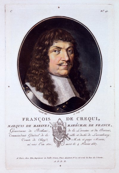François de Crequi, Marquês de Marines, de retratos de grandes homens, mulheres ilustres e temas memoráveis da França, publicado em 1787-92. de French School