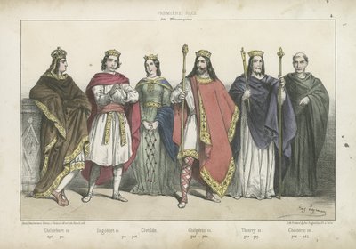 Reis e rainhas francos da dinastia merovíngia de French School