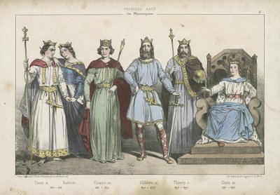 Reis e rainhas francos da dinastia merovíngia de French School