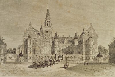 Castelo de Frederiksborg, Hillerod, Dinamarca, de 1850, de "O Tour do mundo", publicado em Paris, na década de 1860 de French School