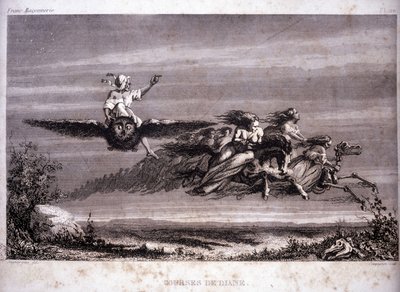 Que se lixe: As corridas da Diane. Gravura de "Pitoresco Histoire de la Franc Maconnerie et des Societes Secretes antique et modernes" de F.-T. B. Clavel. Pagnerre, editor. 1843. de French School
