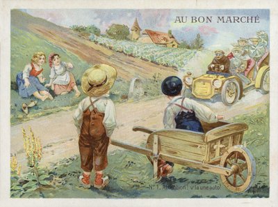 Crianças francesas assistindo carro em alta velocidade de French School