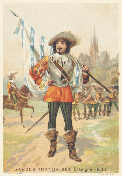 Guardas franceses, alferes em 1630 (Regiment d&39;infanterie de la Maison du Roi de France, criado em 1563 e dissolvido em 1789) de French School